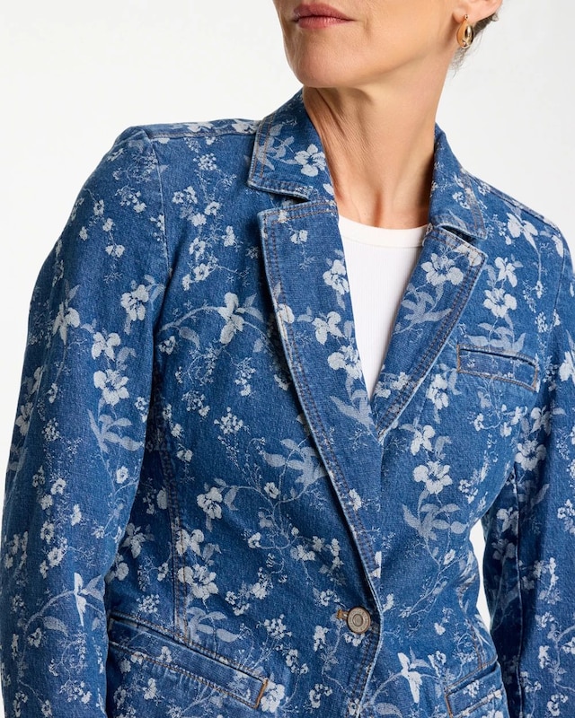 Jacquard Denim Blazer - image 5